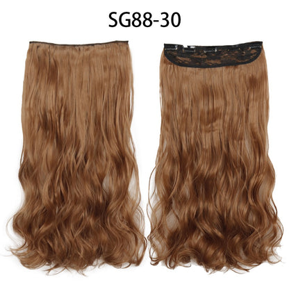 Apliques de Cabelo Sintético Liso Comprido de 5 Clipes 22'' Fibra de Alta Resistência ao Calor Preto Castanho Loiro