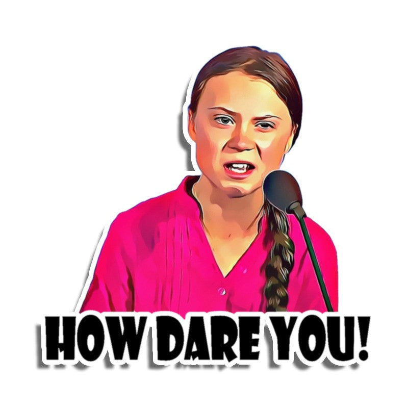 Adesivo de Carro LYKX Engraçado "How Dare You" Greta Thunberg Laptop Acessórios Exteriores Impermeáveis Gráficos Decalque de Vinil