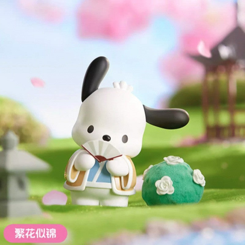 Sanrio Nova Série Flor de Rima Blind Box Kawaii Kuromi Pochacco Cinnamoroll Melody Caixa Surpresa Boneca Sacola Surpresa Decoração Brinquedo Presente