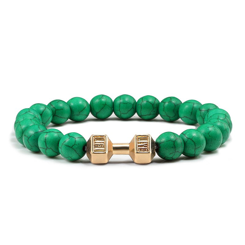 Pulseira Feminina/Masculina Ajustável Desgastada Preta, com Contas, Haltere, Joias de Yoga, Braceletes Originais