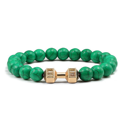 Pulseira Feminina/Masculina Ajustável Desgastada Preta, com Contas, Haltere, Joias de Yoga, Braceletes Originais
