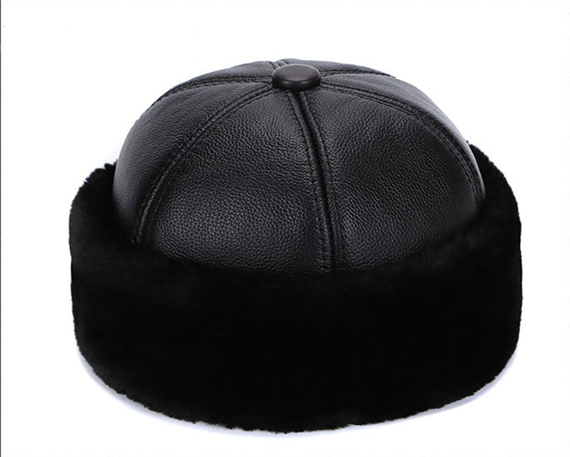 Brand New Style 2025 Retro Cowhide Bomber Hat Winter Keep Warm Caps Men Women Real Leather Cap Thick Velvet Dad Hat Leather Hat