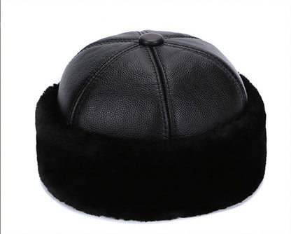 Brand New Style 2025 Retro Cowhide Bomber Hat Winter Keep Warm Caps Men Women Real Leather Cap Thick Velvet Dad Hat Leather Hat