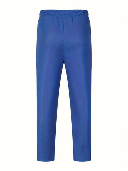 Calça Masculina Casual de Waffle de Cintura Média Calça Leve e Elegante Adequada para Todas as Estações