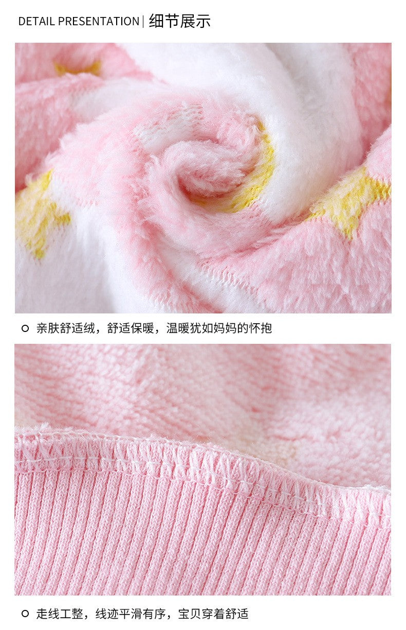 Winter Kids Pajama Set Thick Flannel Sleepwear for Boys and Girls, Warm Fleece Lined Homewear for Toddlers and Children