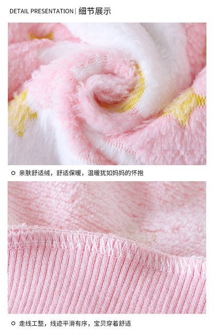 Winter Kids Pajama Set Thick Flannel Sleepwear for Boys and Girls, Warm Fleece Lined Homewear for Toddlers and Children