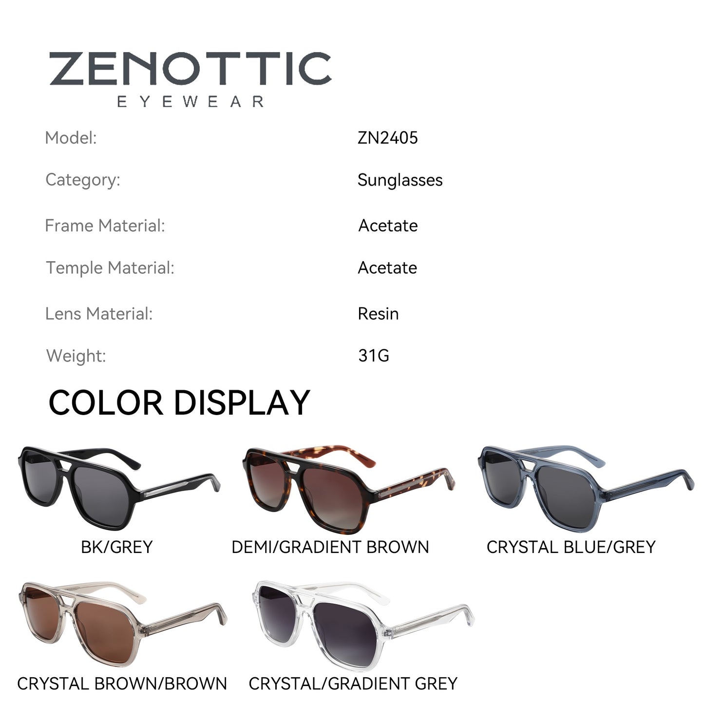 ZENOTTIC 2025 Trend Aviator Polarized Sunglasses Handmade Acetate UV400 Protection Pilot Sun Glasses for Women Men