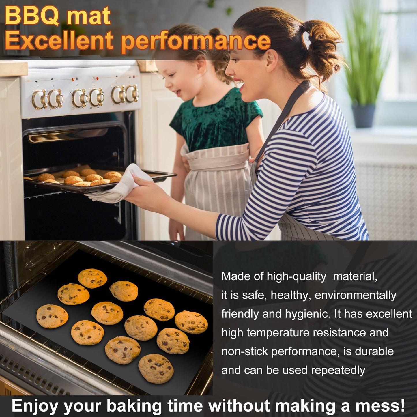 4Pcs Oven Liners Grill Mat 60x40cm Non Stick BBQ Grill Liners Reusable Barbecue Baking Liners Cook Pad Microwave Oven Tool