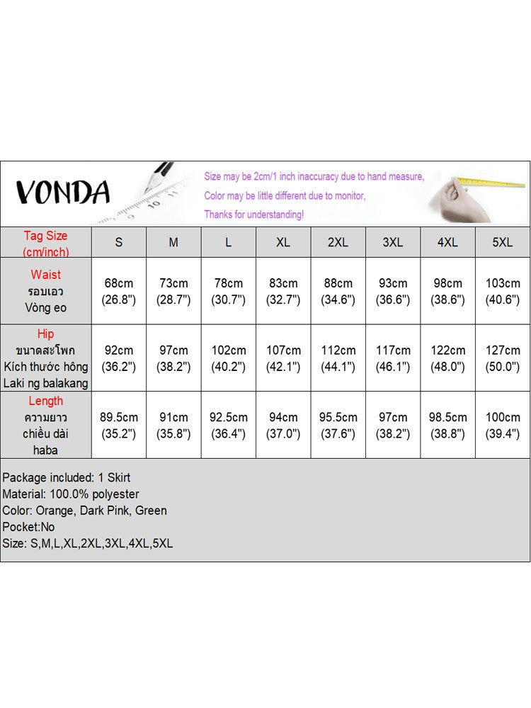 Plus Size 5XL VONDA Women Office Maxi Long Skirts 2024 Fashion Elegant Printed Skirts Casual Loose Ruffle Party Bottoms Baggy