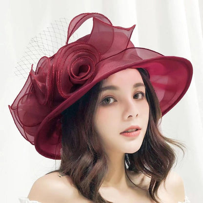 1 Chapéu Feminino De Organza Com Babados E Aba Larga Chapéu De Sol De Verão Para Noivas Estilo Europeu E Americano Chapéu Requintado Para Festas E Praia