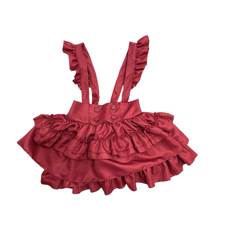 Christmas Lolita Red Overalls Skirt New Year Party Dress Vintage Medieval Dress Drama Performance Outfit Anime Cospaly Costume
