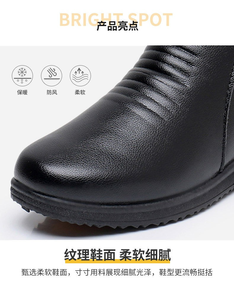2024 New Women's Real Leather Ankle Boots Thick Bottom Plush Shoes Women Winter Warm Shoes Fashion Cool Footwear Size 35-41