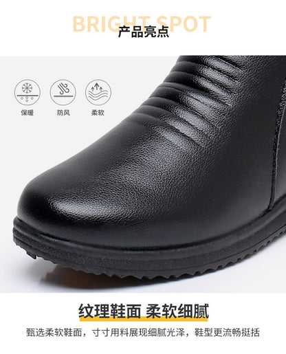 2024 New Women's Real Leather Ankle Boots Thick Bottom Plush Shoes Women Winter Warm Shoes Fashion Cool Footwear Size 35-41