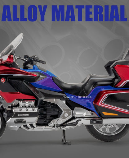 1:11 Honda Gold Wing GL800 2021 Modelos de Motos Carros Brinquedos Pneus de Borracha com Luz e Música Modelo em Miniatura Presentes para Crianças Pequenas