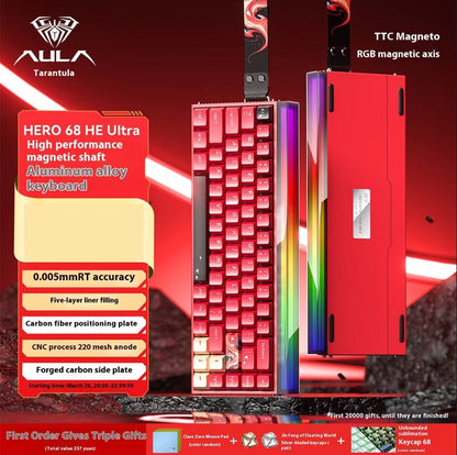 AULA Hero 68HE Magnetic Keyboard RGB Light Wired Hot Swap Esports 8K Gaming Hero68 Mechanical Keyboard Low delay PC Accessories