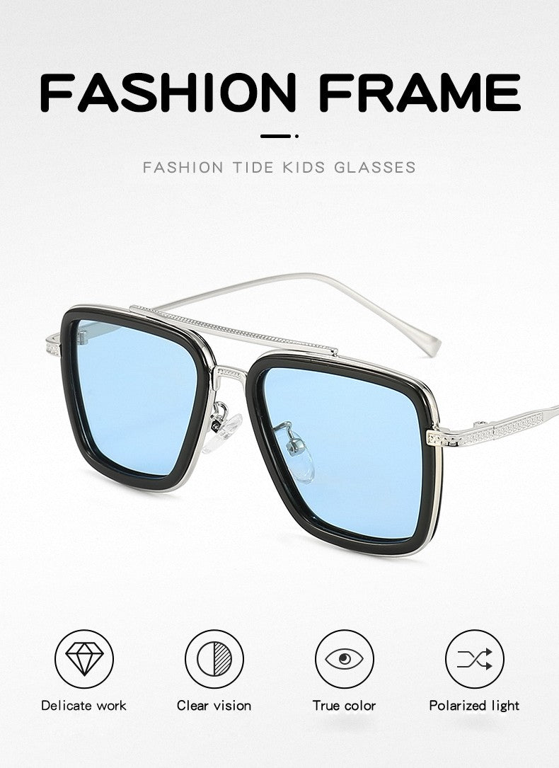 Óculos de Sol Infantis Polarizados de Luxo Estilo Tony Stark Óculos de Sol Quadrados para Crianças Meninos Meninas Oculos Retrô Homem de Ferro