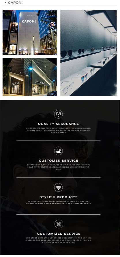 CAPONI Aviator Polarized Men Sunglasses Classic Double Bridge Designer Outdoor Sun Glasses Anti Glare UV400 Silver Shade CP35707