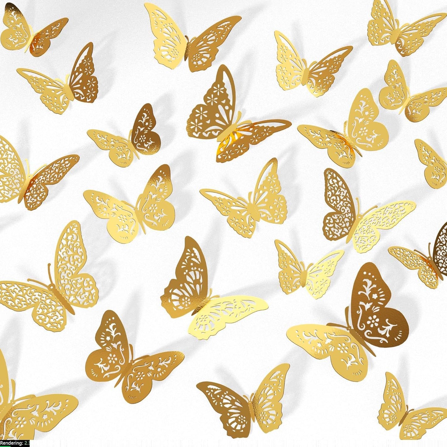 48 Pcs Silver Butterfly Decorations Butterfly Wall Decor 3D Butterfly Party Decorations Butterflies for Bouquet Cake Decorating