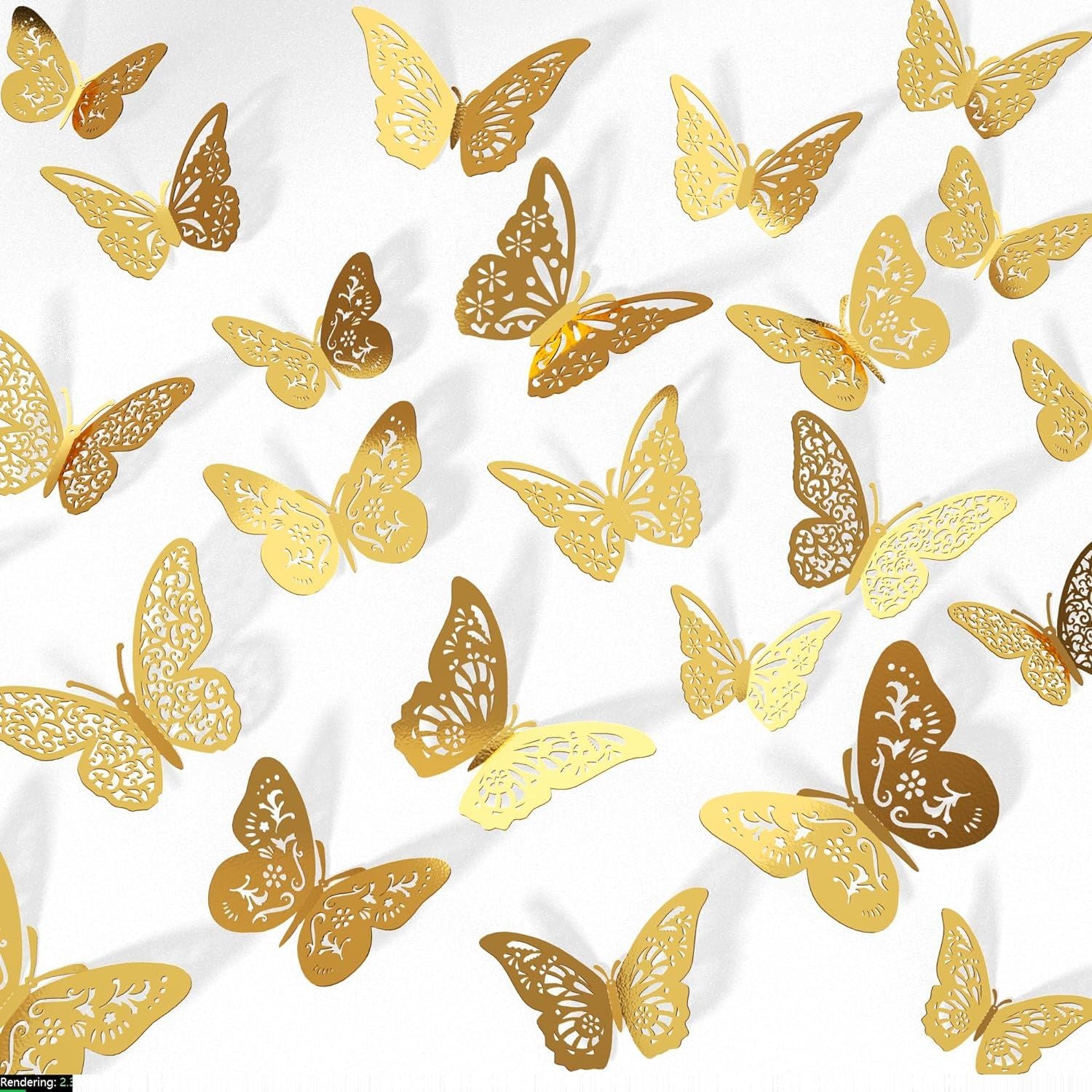 48 Pcs Silver Butterfly Decorations Butterfly Wall Decor 3D Butterfly Party Decorations Butterflies for Bouquet Cake Decorating