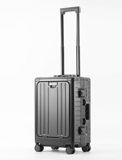 All Aluminum-magnesium Suitcase Front Opening Rolling Luggage with USB Charging Plug TSA Lock Trolley Case 20" Boarding Travel