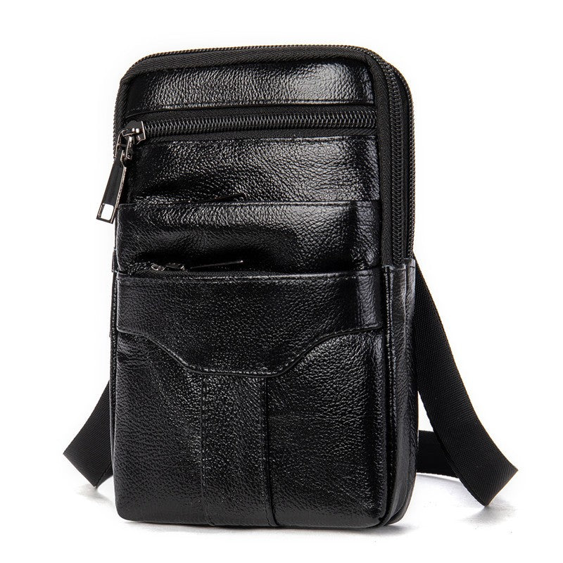 Men Genuine Leather Shoulder Male fanny pack High Quality Messenger Bags  Men's Fashion Business Belt Bag Small Briefcase Waist