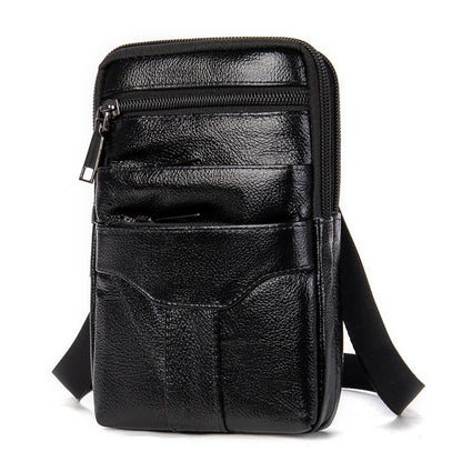 Men Genuine Leather Shoulder Male fanny pack High Quality Messenger Bags  Men's Fashion Business Belt Bag Small Briefcase Waist