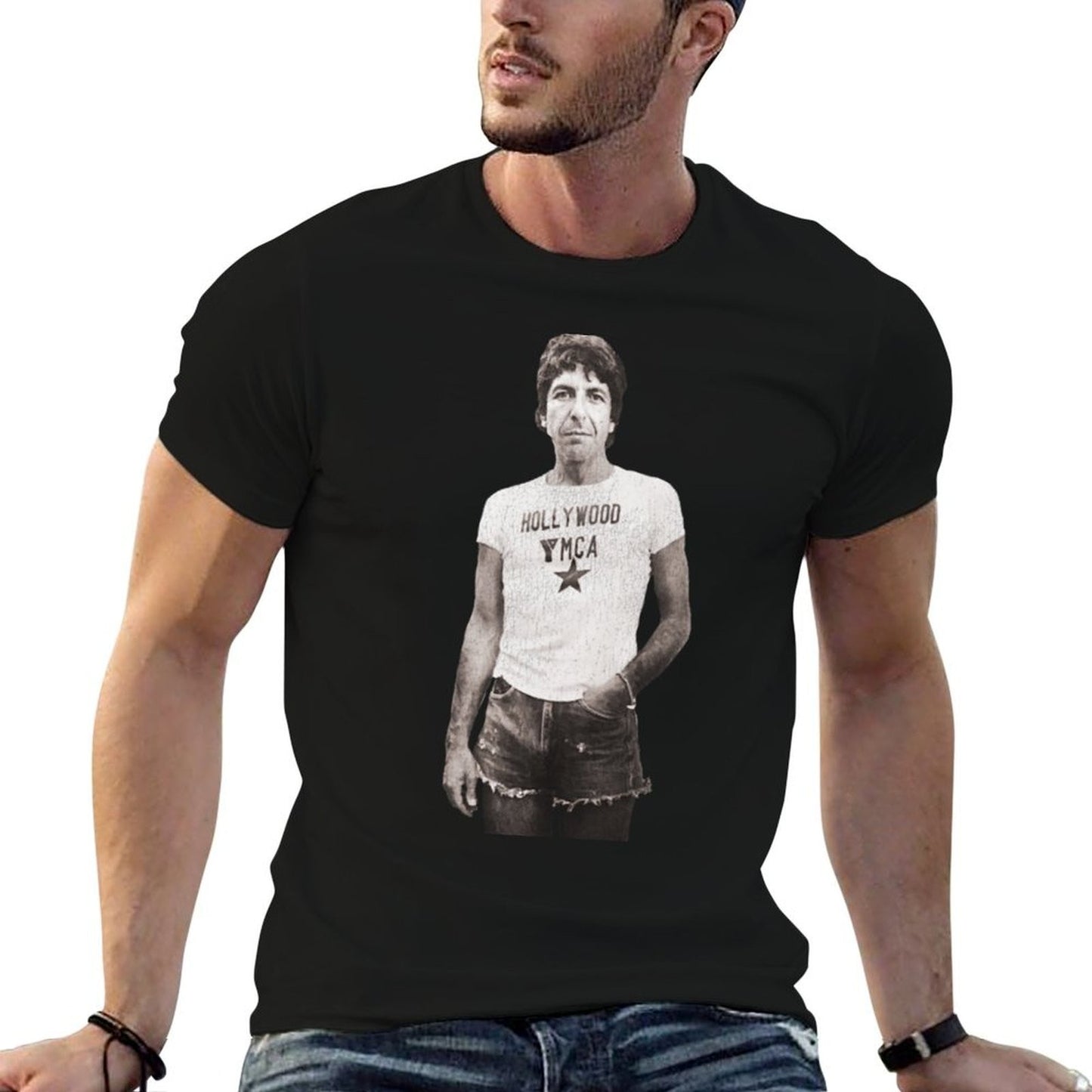 Leonard Cohen Casual Icon T-Shirt black cotton t-shirt plain for man package man t shirts for men