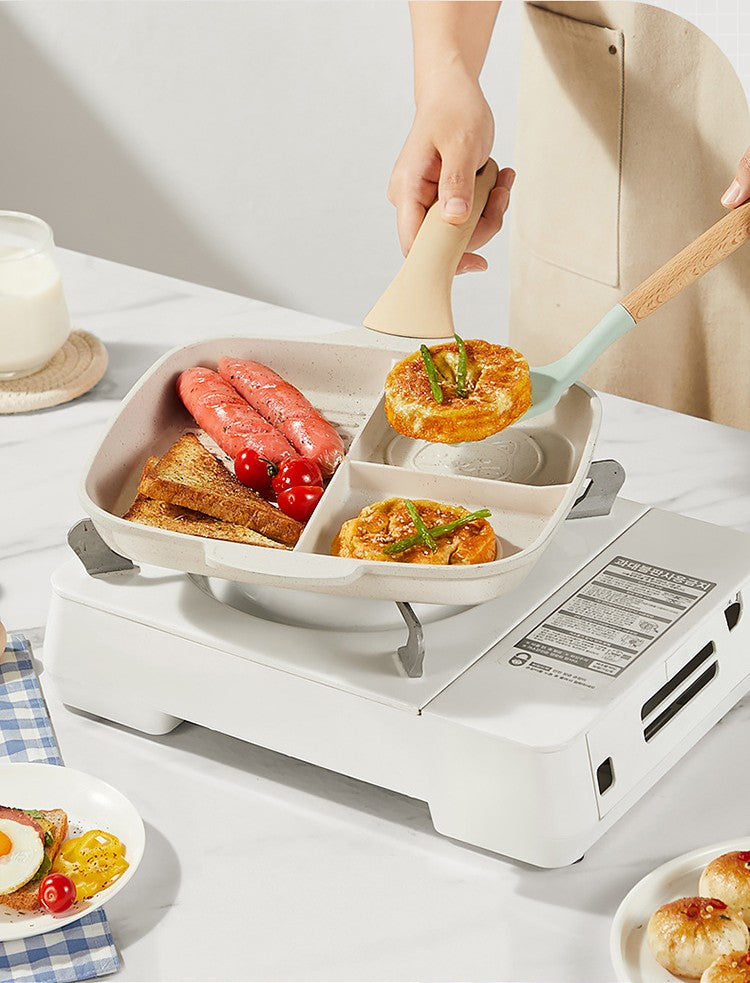 COOKER KinG Egg Frying Pan Three-in-one Non-stick Pancake Pans Breakfast Steak Flat-Bottomed Pan for Gas Stove Induction Cooker