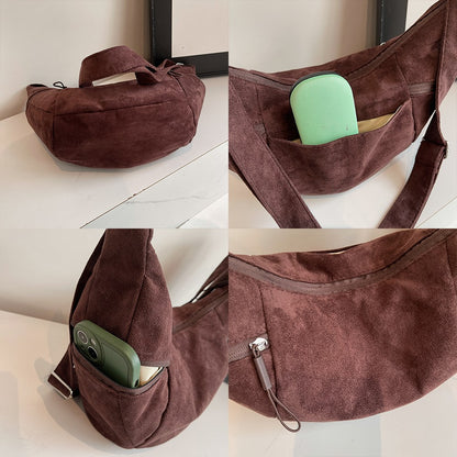 Imitation Suede Bag, New Crossbody Bag, Women's Bag, High-End Feel, Shoulder Bag, Large Capacity Commuting Dumpling Bag