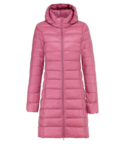5XL 4XL Plus Long Down Jacket Women Winter Ultra Light Down Jacket Women With Hooded Down Coat Female Hat Detachable