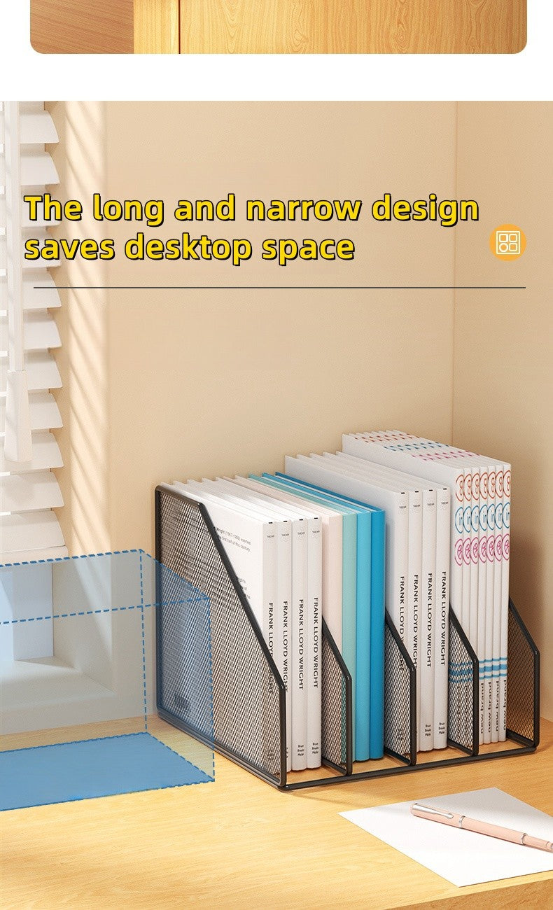 Metal File Rack Office Desk Shelf Standing Desktop File Folder File Box File Storage Box Data Rack Stationery Organizer File