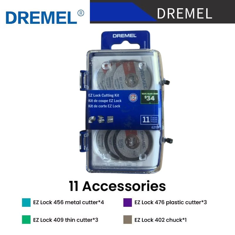Kit de Corte Dremel EZ Lock Cortador de Plástico 476 Mandril 402 Cortador Fino 409 para Ferramenta Elétrica de Esmerilhamento EZ688-01 / 686