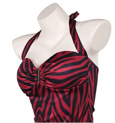 Obsession Nikki Costume Cosplay Outfit Zebra Halter Top Faux Leather Cargo Shorts Punk Streetwear Halloween Carnival Disguise