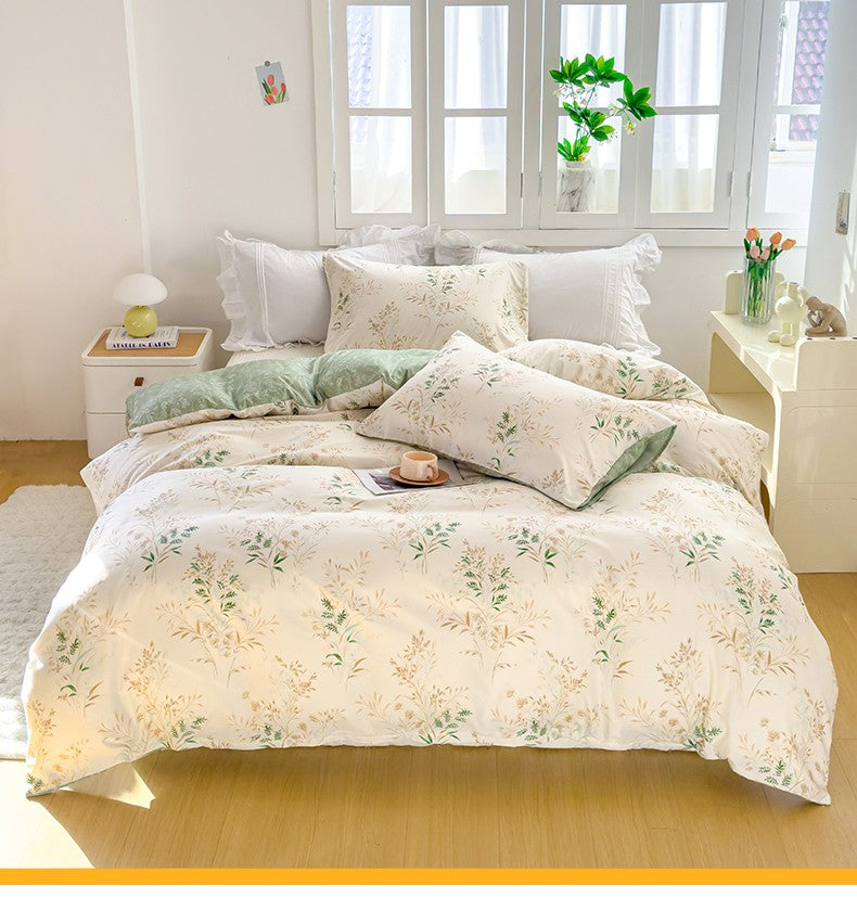 3pcs Elegant Floral Tea Art Print Duvet Cover Set? Soft Skin-Friendly Bedding Set Includes 1 Duvet Cover And 2 Pillowcases