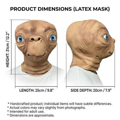 ET Alien Latex Mask Halloween Carnival Party Movie E.T. the Extra-Terrestrial Realistic Cosplay Creepy E.T. Alien Full Head Mask