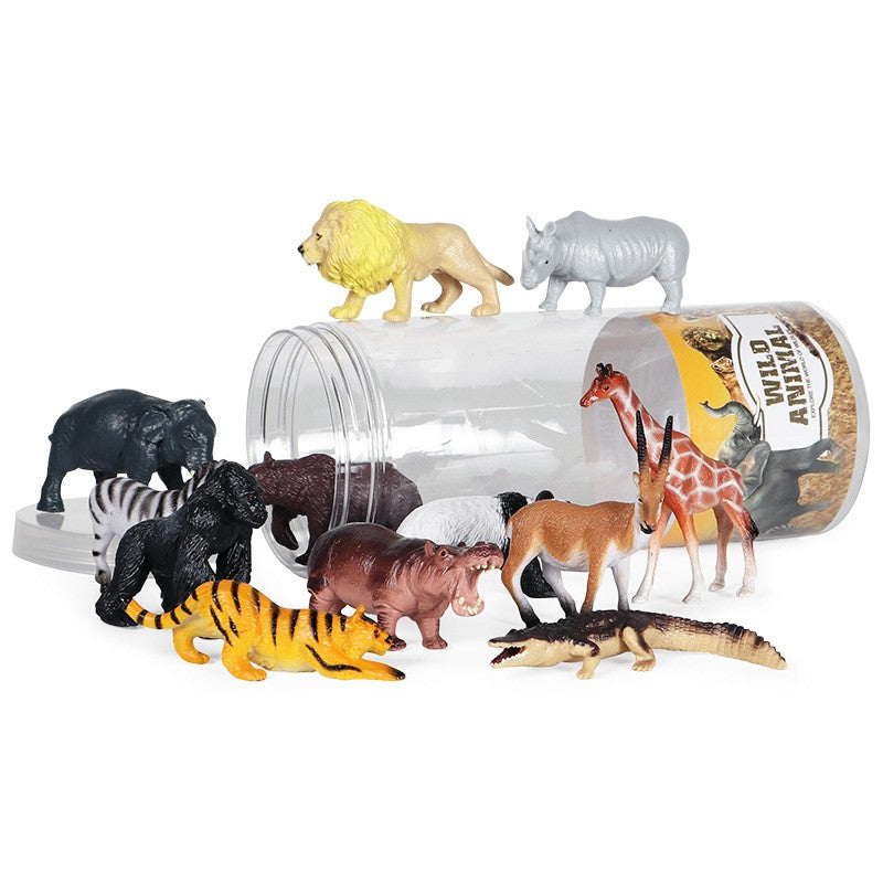 Mini Modelo Animal Fazenda de Vida Selvagem Aves Dinossauro Oceano Conjunto Animais da Planície Crocodilo Pinguim Insetos Brinquedos Micro Modelo Balde