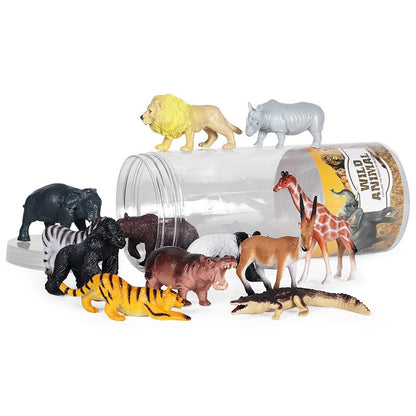 Mini Modelo Animal Fazenda de Vida Selvagem Aves Dinossauro Oceano Conjunto Animais da Planície Crocodilo Pinguim Insetos Brinquedos Micro Modelo Balde