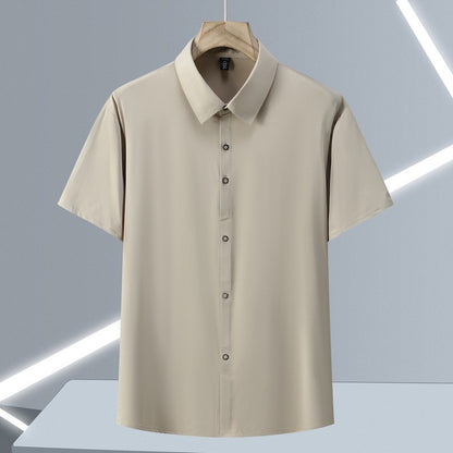 Ice Silk Summer Men's Dress Shirt Turn Down Collar Business Elastic Classic Top Male Plus Size Stretch 6XL 8XL 7XL 9XL 10XL 11XL