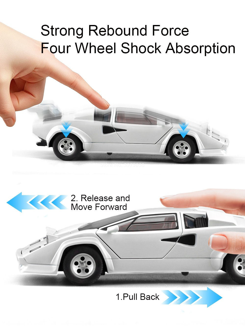 1:24 Lambor Countach LP500S Models Cars Toy Alloy Diecast Doors Opened Supercar with Pull Back Miniature Vehicle Kids Best Gifts