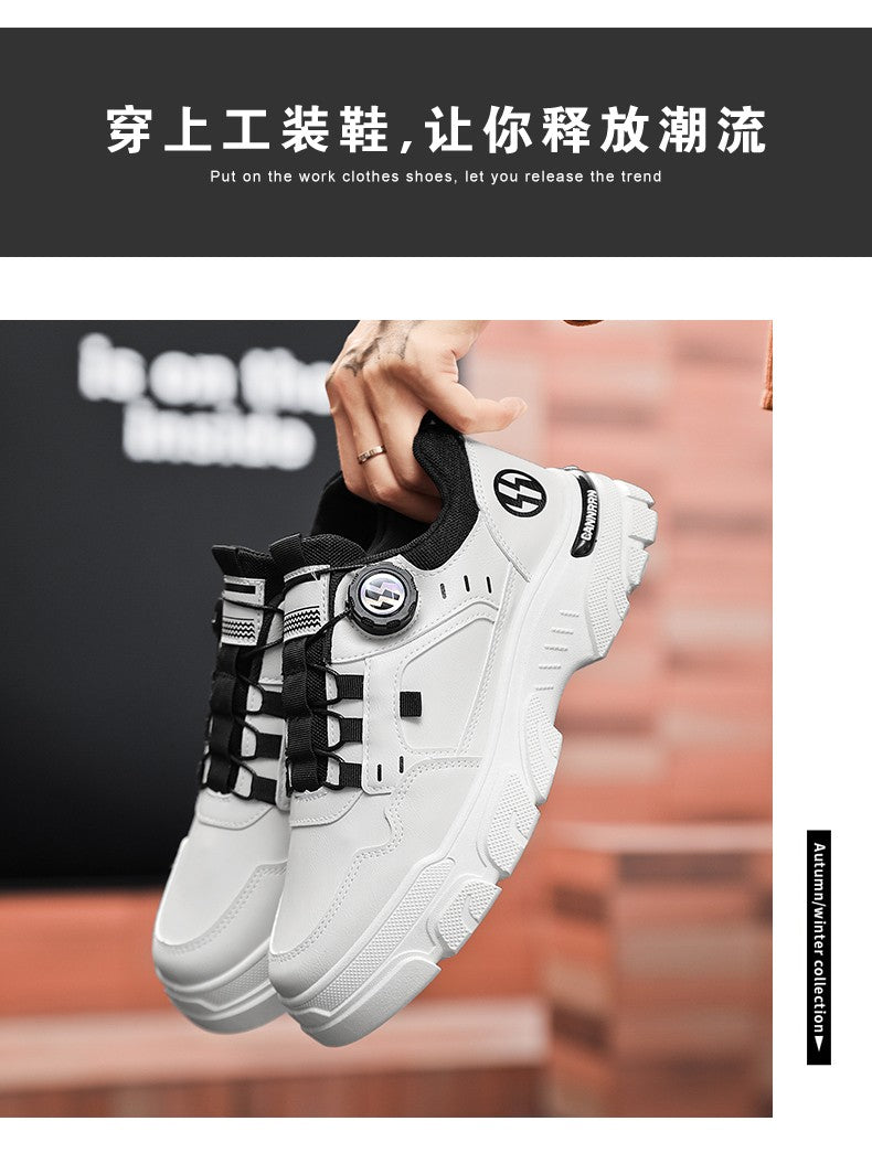 Men's boots autumn and winter new rotating shoelaces fashion casual boots youth outdoor boots anti slip soft sole workwear boots