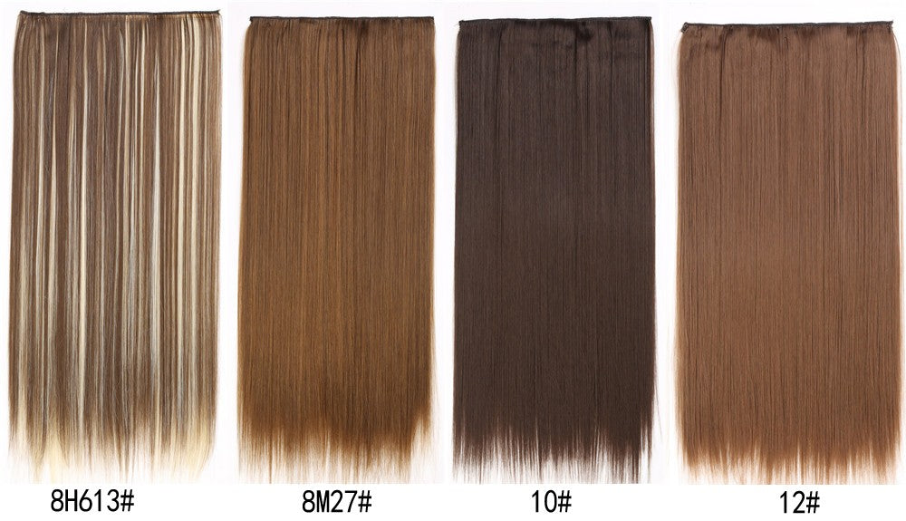 16 Presilhas em Extensões de Cabelo 60cm de Comprimento Liso Sintético Loiro Preto Peças de Cabelo Resistente ao Calor Cabelo Falso 6 Peças/Conjunto