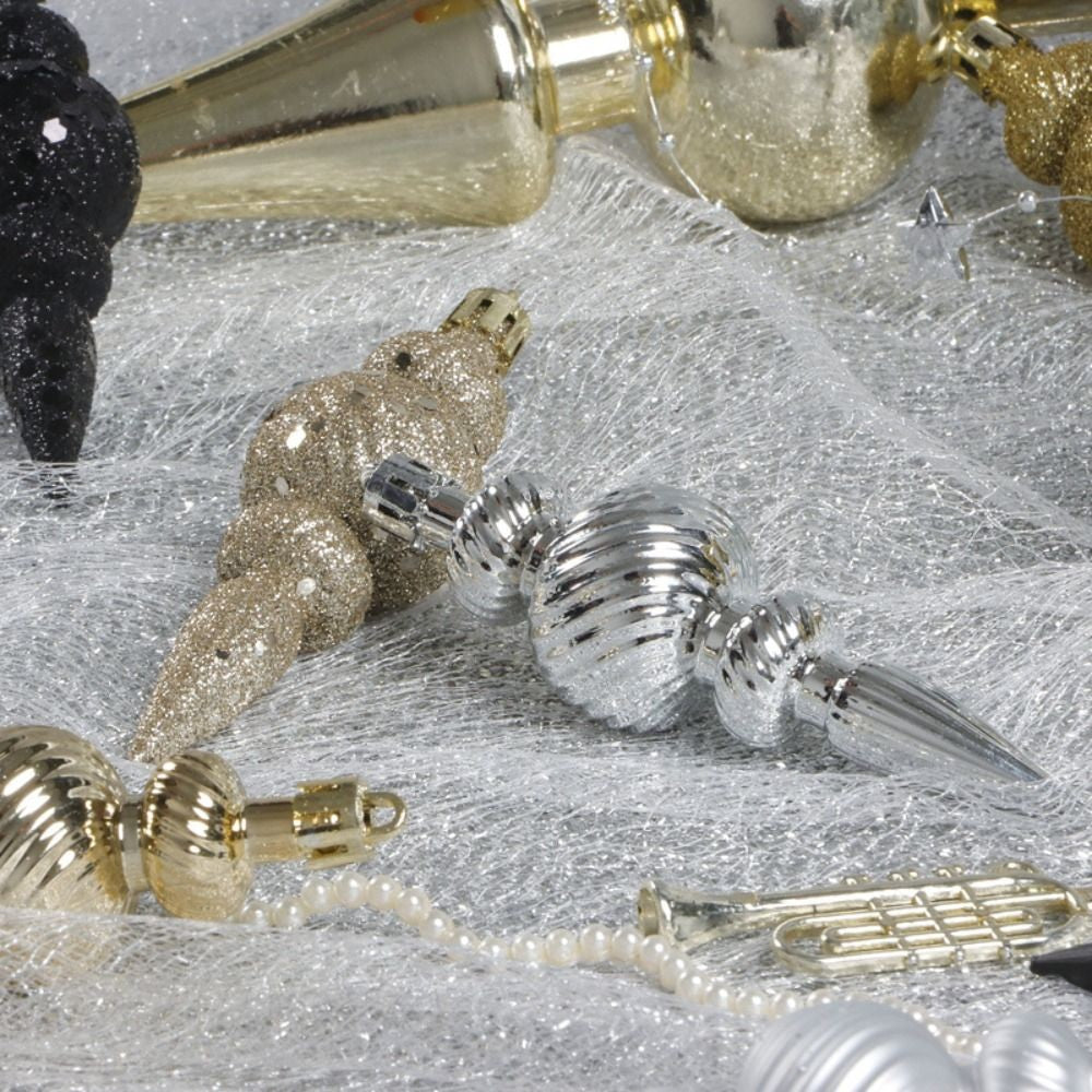 16Pcs 16Pcs/Box Christmas Hanging Balls Special Shaped Gold Powder Xmas Tree Party Decorations with Hanging Rope