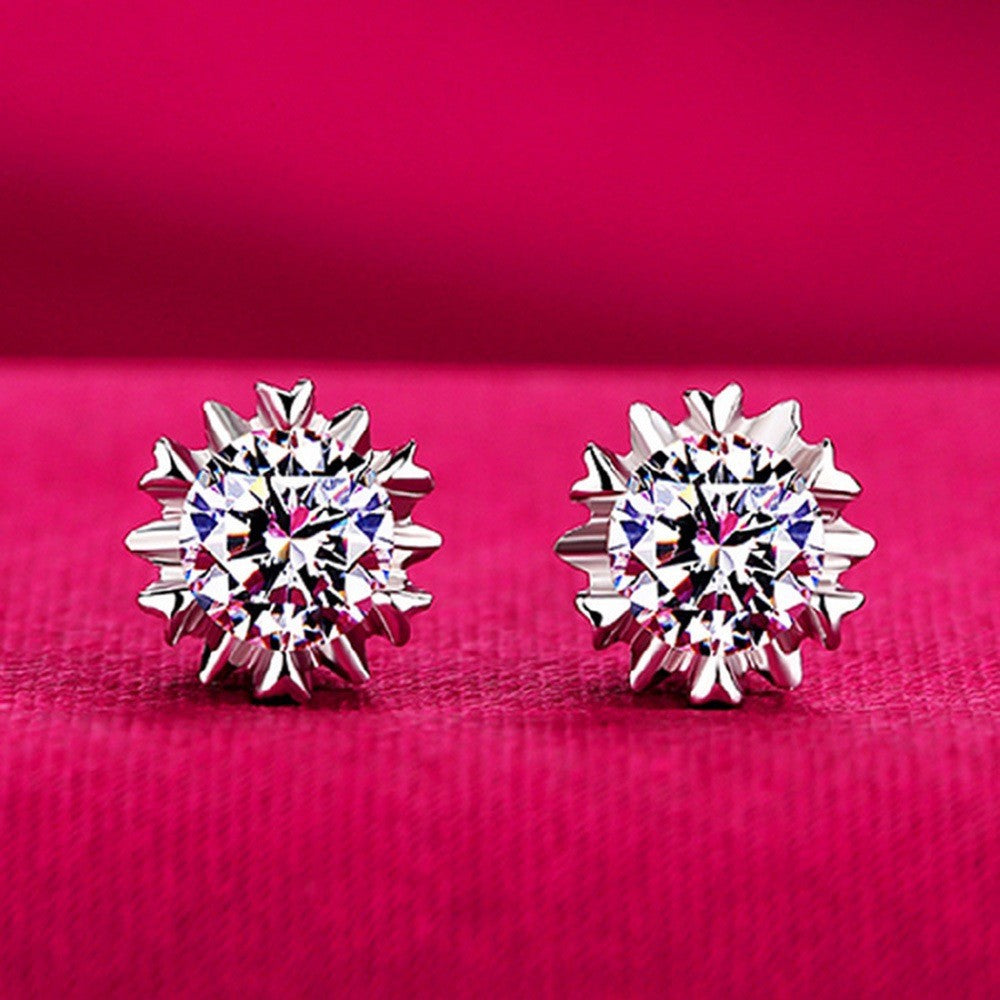 Luxury Brand Jewelry 925 Sterling Silver AAA Zirconia Flower Earrings for Women Engagement Jewelry Gift