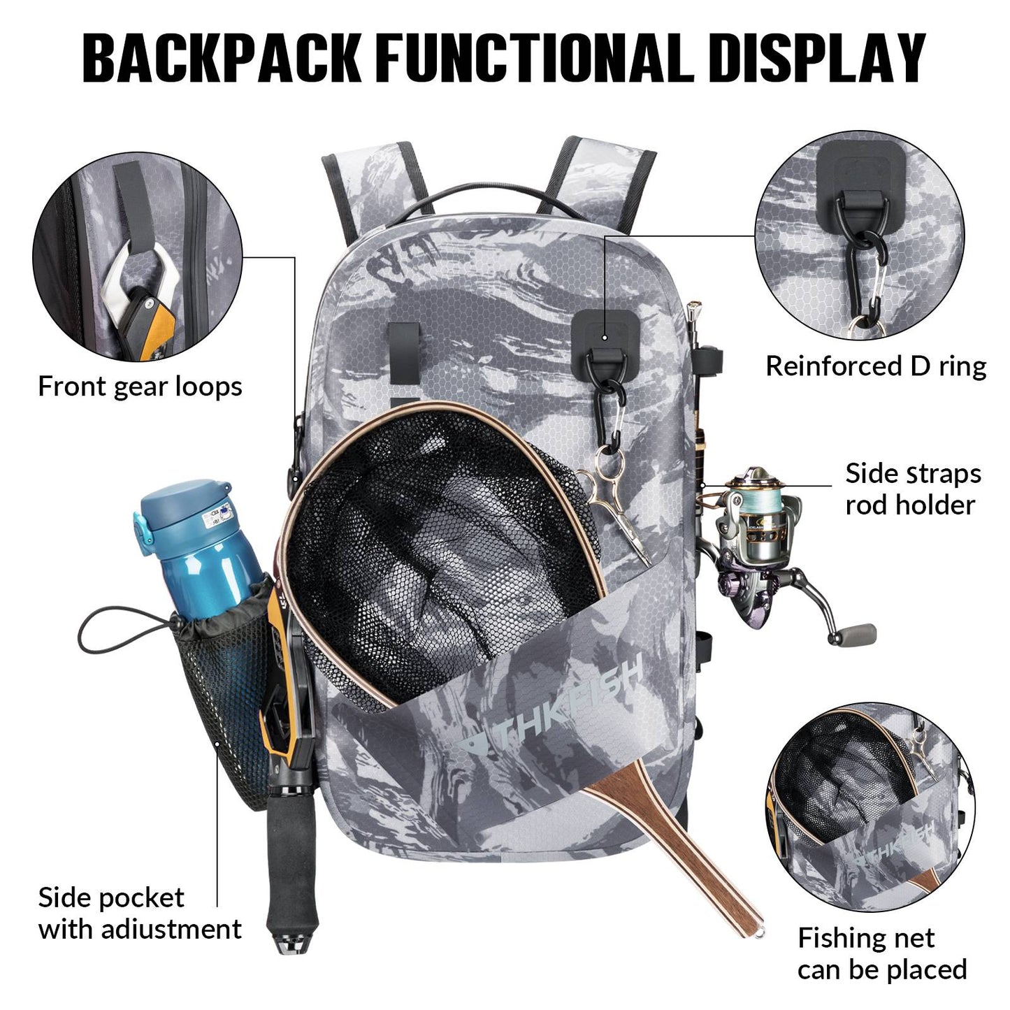 Waterproof Fishing Backpack Brown Multi-purpose Fishing Tackle Bag Fishing Lures Storage Bags Outdoor Cycling Hiking Backpacks