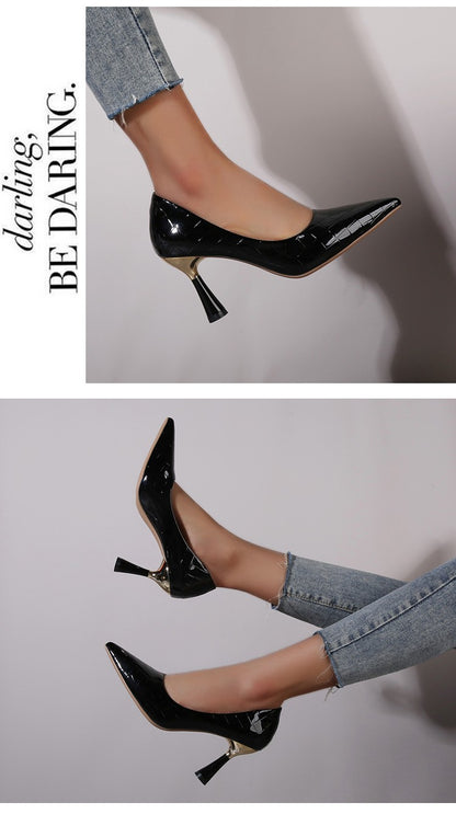 Plaid Classic Casual High Heels New Pattern Embossed Fashion Oversize Shoes In Autumn and Winter 2022 Pumps Women Shoes