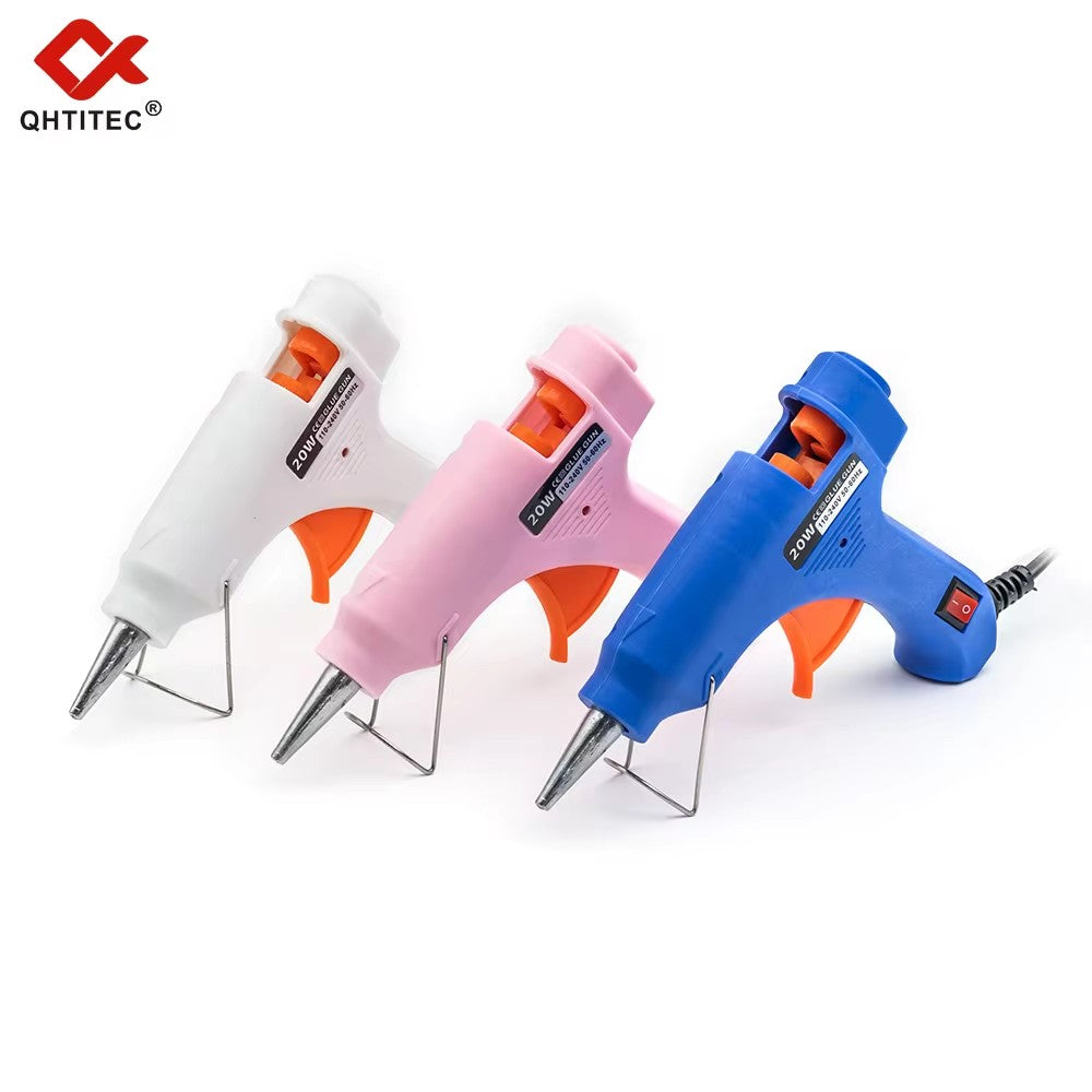 JCD Pistola de Cola Quente de 20W DIY Mini Pistolas Industriais Domésticas Ferramenta de Reparo Elétrica com Temperatura de Aquecimento com 20 Peças de Bastões de Cola de 7mm