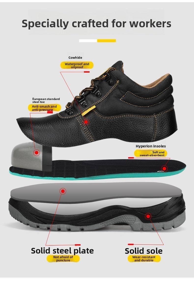 High Quality Safety Shoes for Men Woman Autumn Winter Thickened Warm Boots Woman Sneakers Anti-smashing Steel Toe Cap Puncture