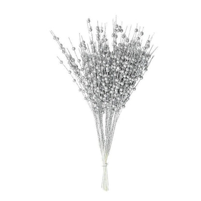 43cm Christmas Decor Foam Artificial Flowers Golden Glitter Berries Bouquet New Year Wreath Home Room Table Wedding Decoration