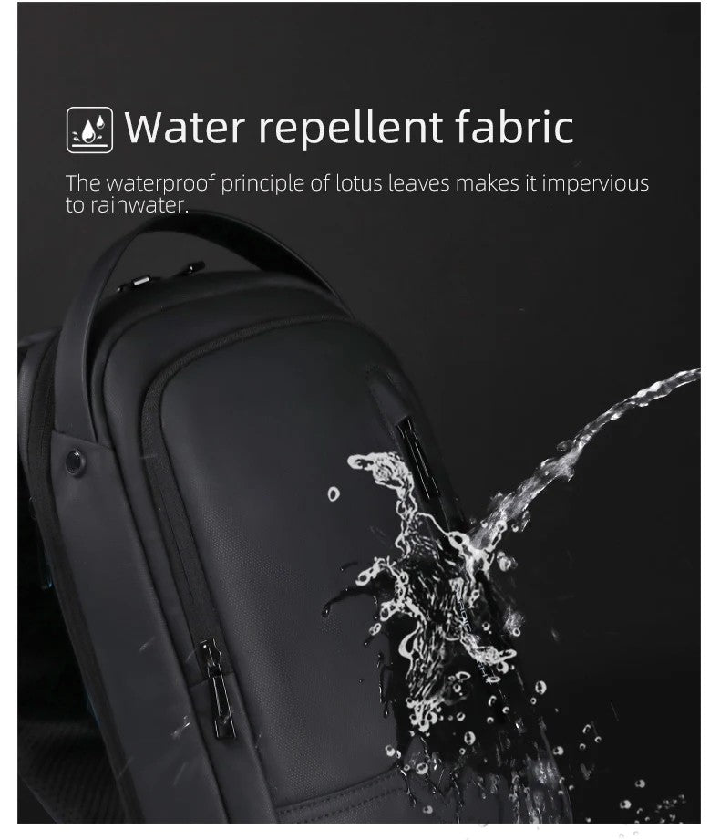 HK Waterproof Men's Shoulder Bag Lightweight Crossbody Bag Oxford Casual Satchel with USB Port Commute Business Chest Bag Male