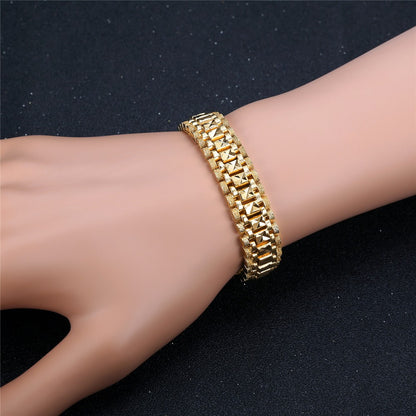 Pulseiras Masculinas de Elo Grosso Pulseira Masculina Atacado 2021 Corrente de Elo Cor Ouro Para Homens Mulheres Joias